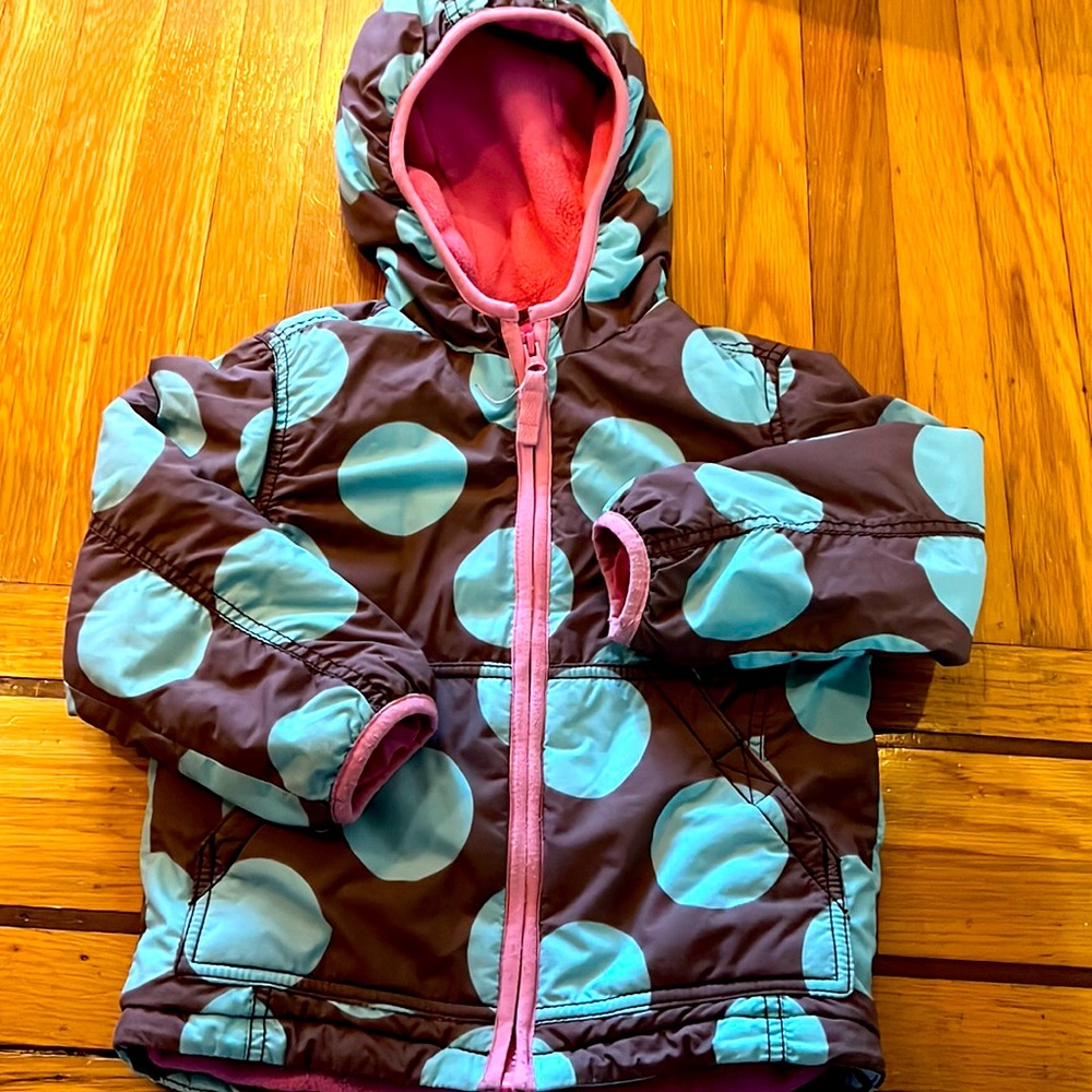 Mini Boden Fleece lined polka dot full zip jacket 2-3Y